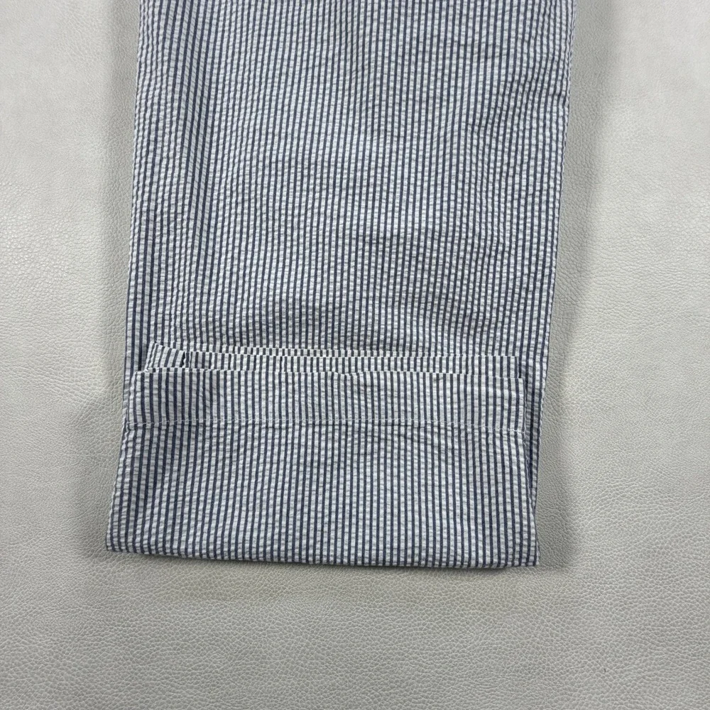 Polo Ralph Lauren Andrew Pant Mens 35x32 Blue White Seersucker Pleated Trousers